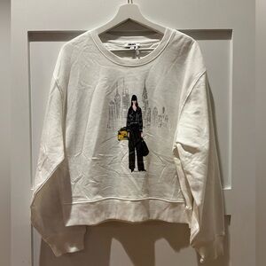 DKNY White Sweatshirt Crewneck Cityline Tech